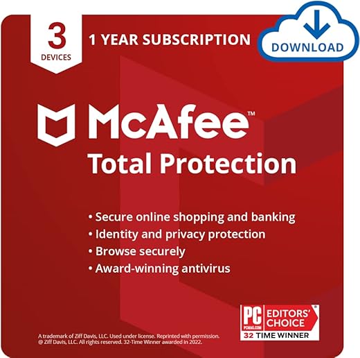 McAfee Total Protection 2024 | 3 Device, 1 Year | Antivirus Internet Security Software | Password Manager & Dark Web Monitoring Included |…