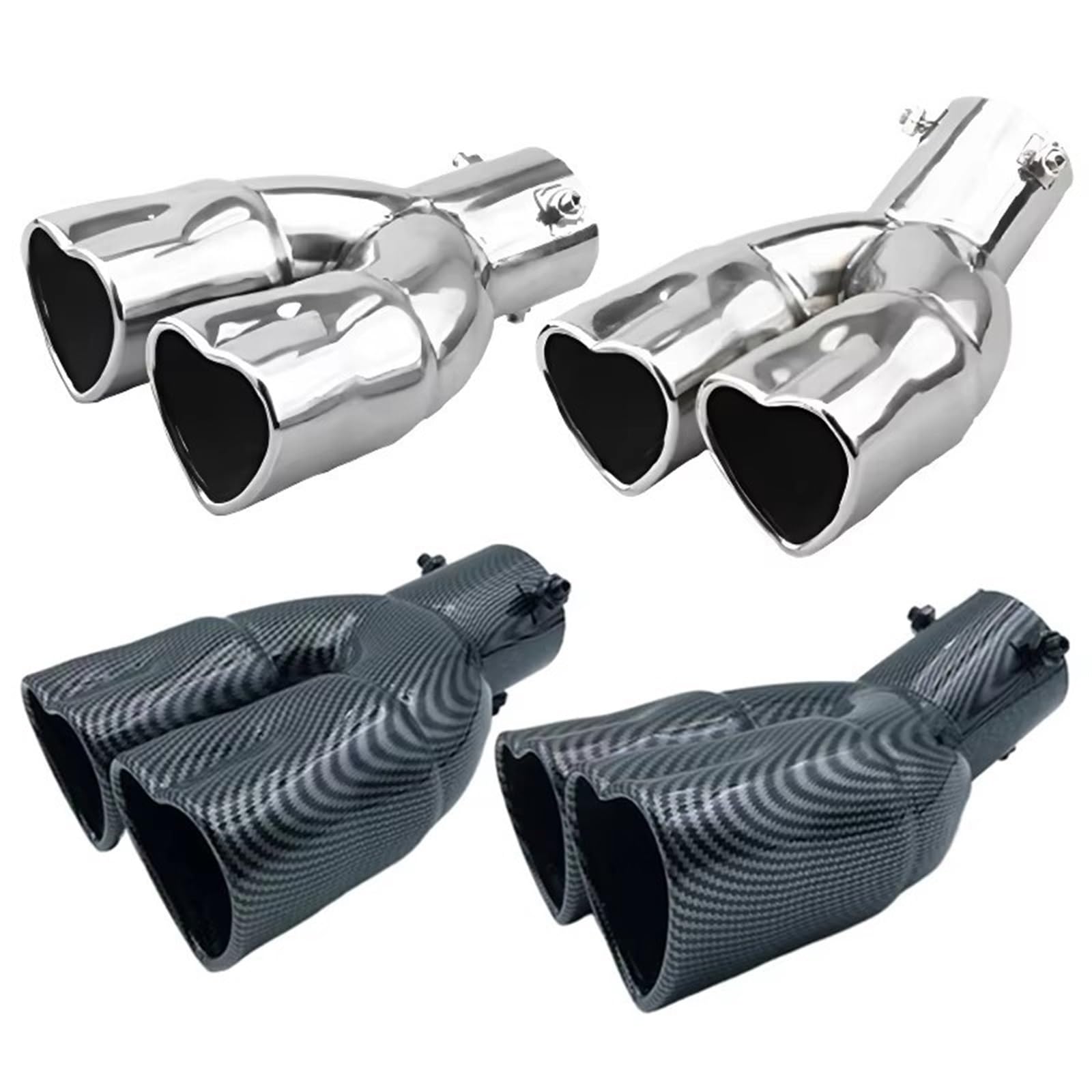 Car Silencer Końcówka tłumika w kształcie serca Samochód Auto Stalowa końcówka rury wydechowej Części zamienne Podwójne końcówki rur wydechowych(Style curle)