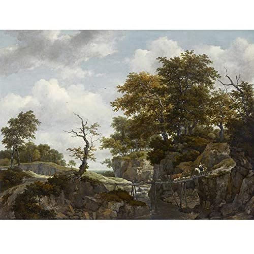Artery8 Jacob Van Ruisdael Landscape Bridge Cattle Painting Unframed Wall Art Print Poster Home Decor Premium