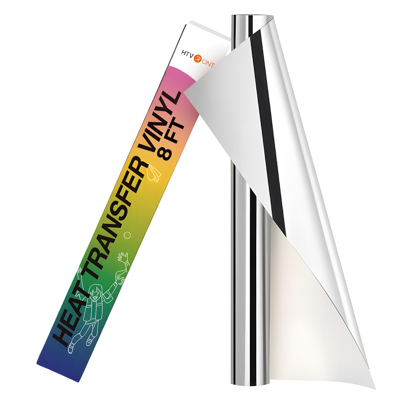 HTVRONT Metallic Silver Heat Transfer Vinyl, 12in x 8ft Silver HTV Vinyl