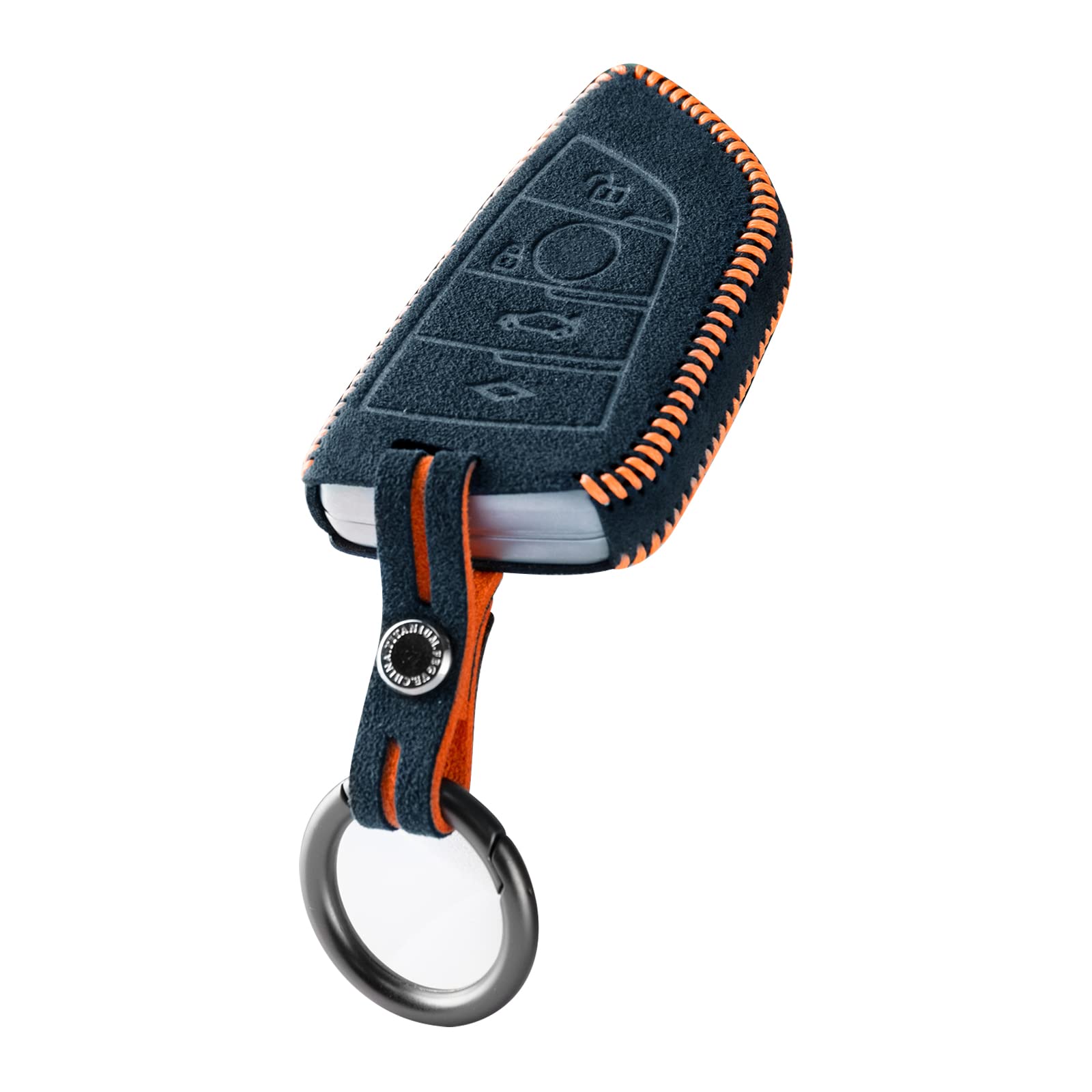 Key Fob Cover,Blade Shape Alcantara Material Key Case Shell for BMW 1 3 5 7 Series 530 F48 X1 X2 X3 X4 X5 X6 (A3Blue)