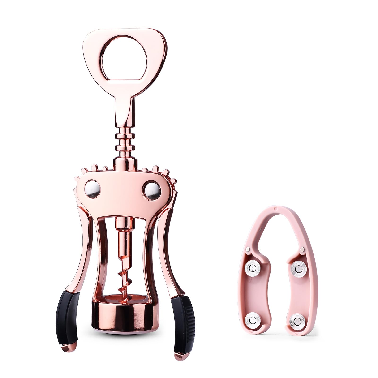 Weinöffner, multifunktionaler Flügelkorkenzieher für alle Korkstopfen und Bierdeckelflaschen, Luxus-Kellner-Korkenzieher mit Foil Cutter Set für Weinliebhaber, Kellner – ROSE GOLD