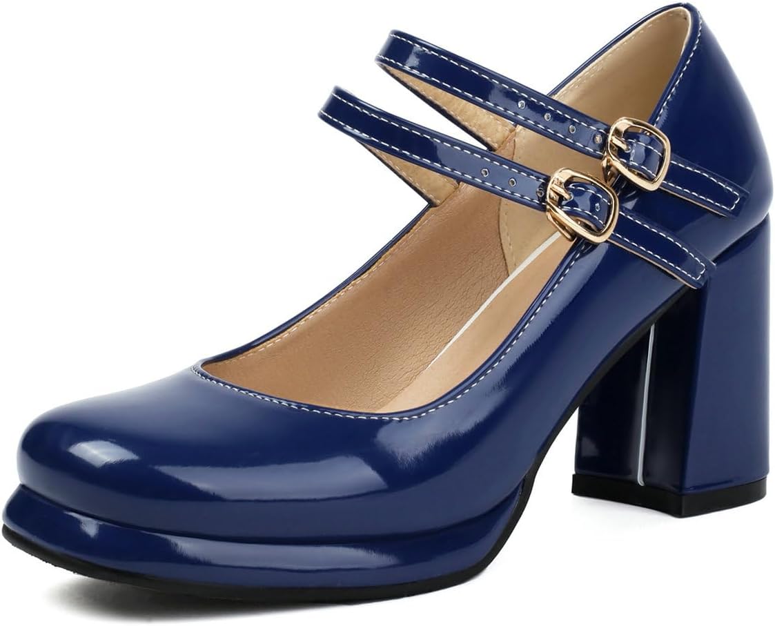 Amazon.com | Alsoloveu Women's Platform Mary Jane Shoes Two