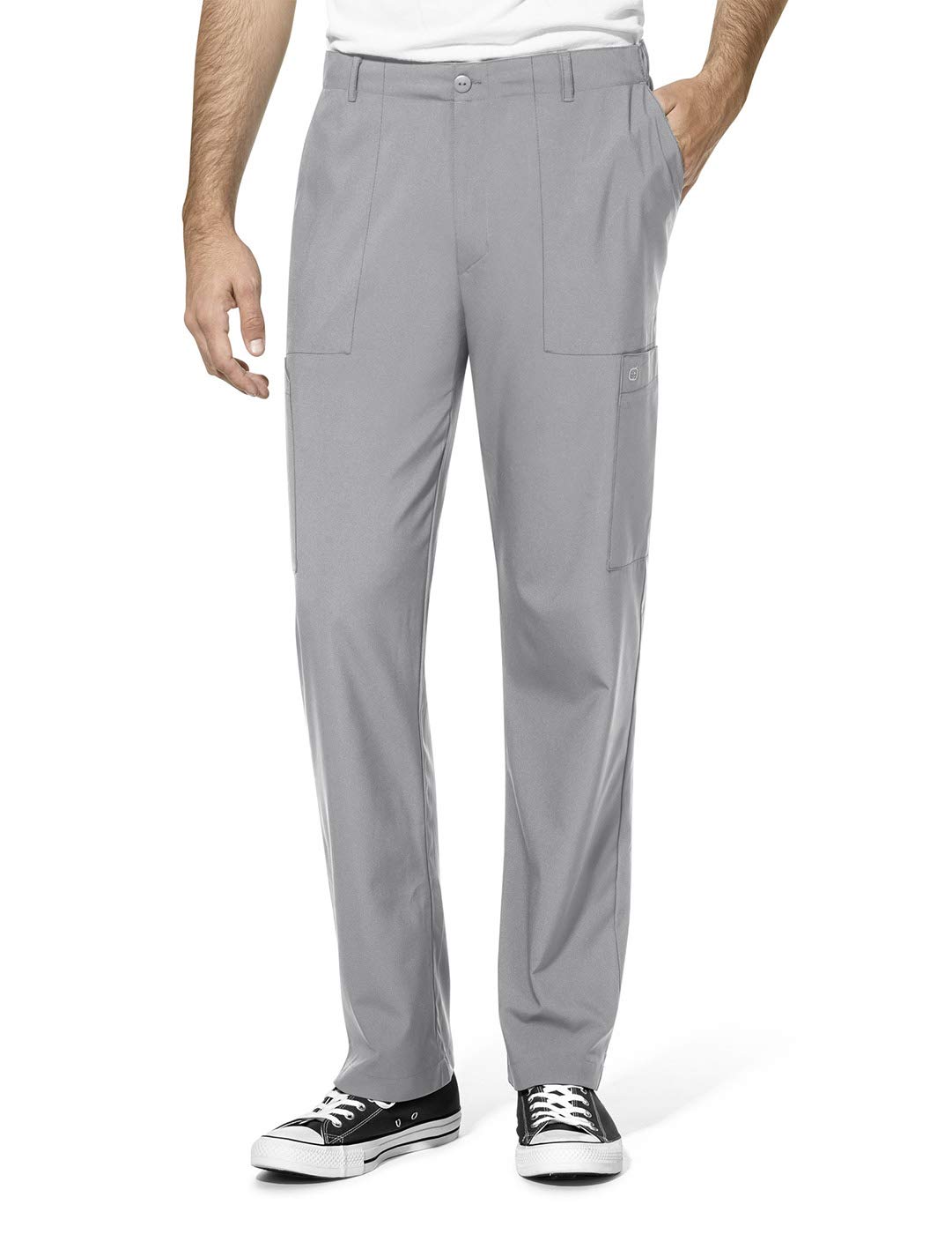 WonderWink W123 Men’s Flat-Front Cargo Pant — Grey, XS Short