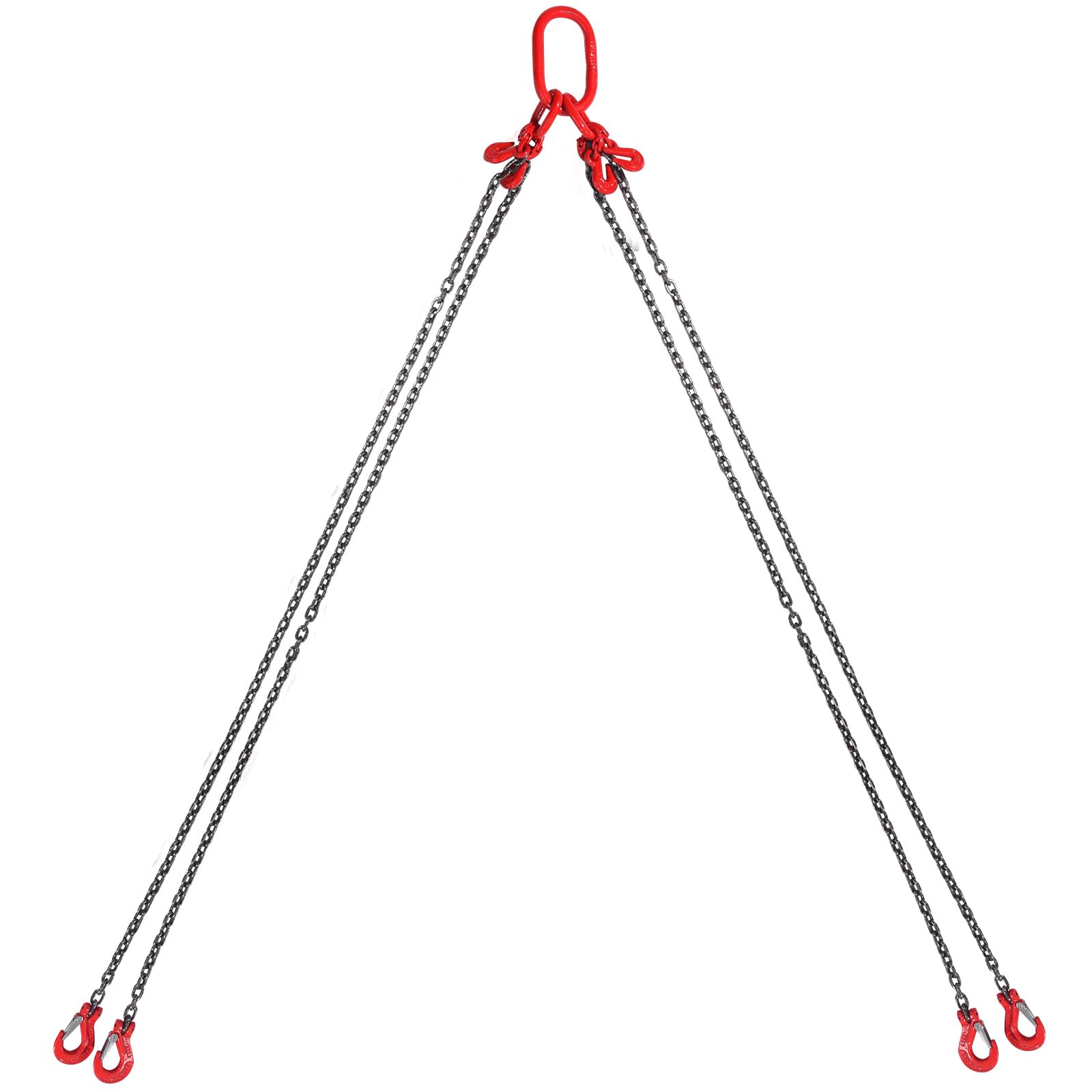 VEVOR Élingue Chaîne de Levage à 4 Brins avec Crochets et Ajusteurs, 6 mm x 150 cm, Capacité de Charge 2993 kg, Grade 80, pour Chariot Élévateur, Palan à Moteur, Quai, Chantier de Construction, Usine