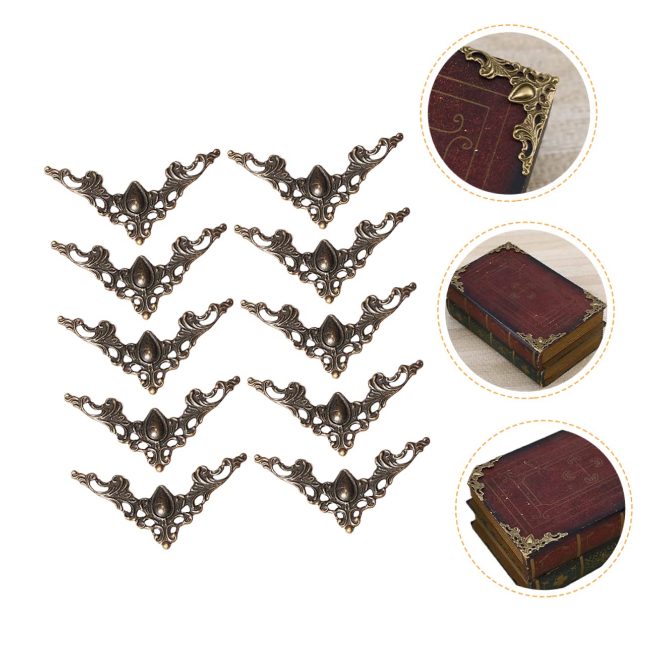 HAPINARY Metal Corner Protector 20pcs Book Corner Protectors Album Cover Retro Scrapbook Corners