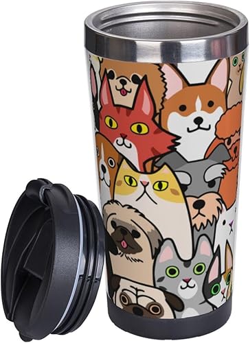 Miniatura 4 de Elpwezua Graffiti - Taza de café para perros y gatos, vaso de acero inoxidable con doble aislamiento al vacío, taza de viaje a prueba de derrames