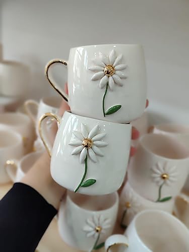 Miniatura 8 de Taza de café de 10 onzas | Taza de margarita hecha a mano con mango dorado, regalos de margaritas, taza de café de margarita, taza de café de