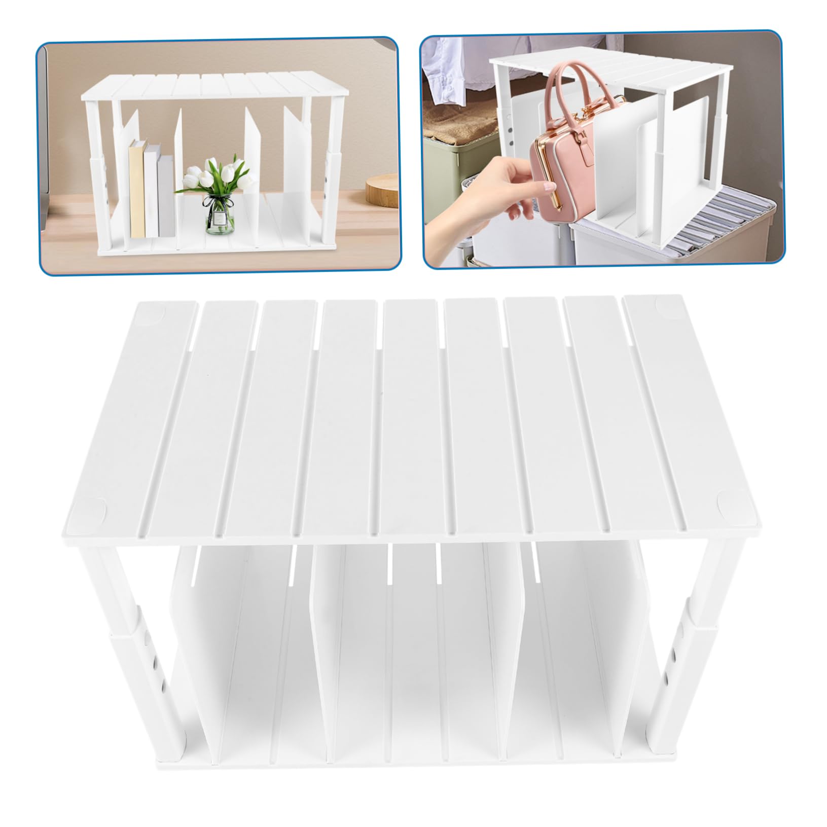 Alipis Caja de Almacenamiento Multifuncional para Organizador de Bolsos Estante para Guardar Bolsos Dormitorio Material Compartimento para Libros