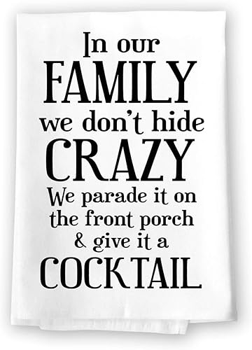 Miniatura 6 de Honey Dew Gifts, Our Family is Just The Right Mix of Chaos and Love, divertida toalla de saco de harina, 27 x 27 pulgadas, 100% algodón, decoración