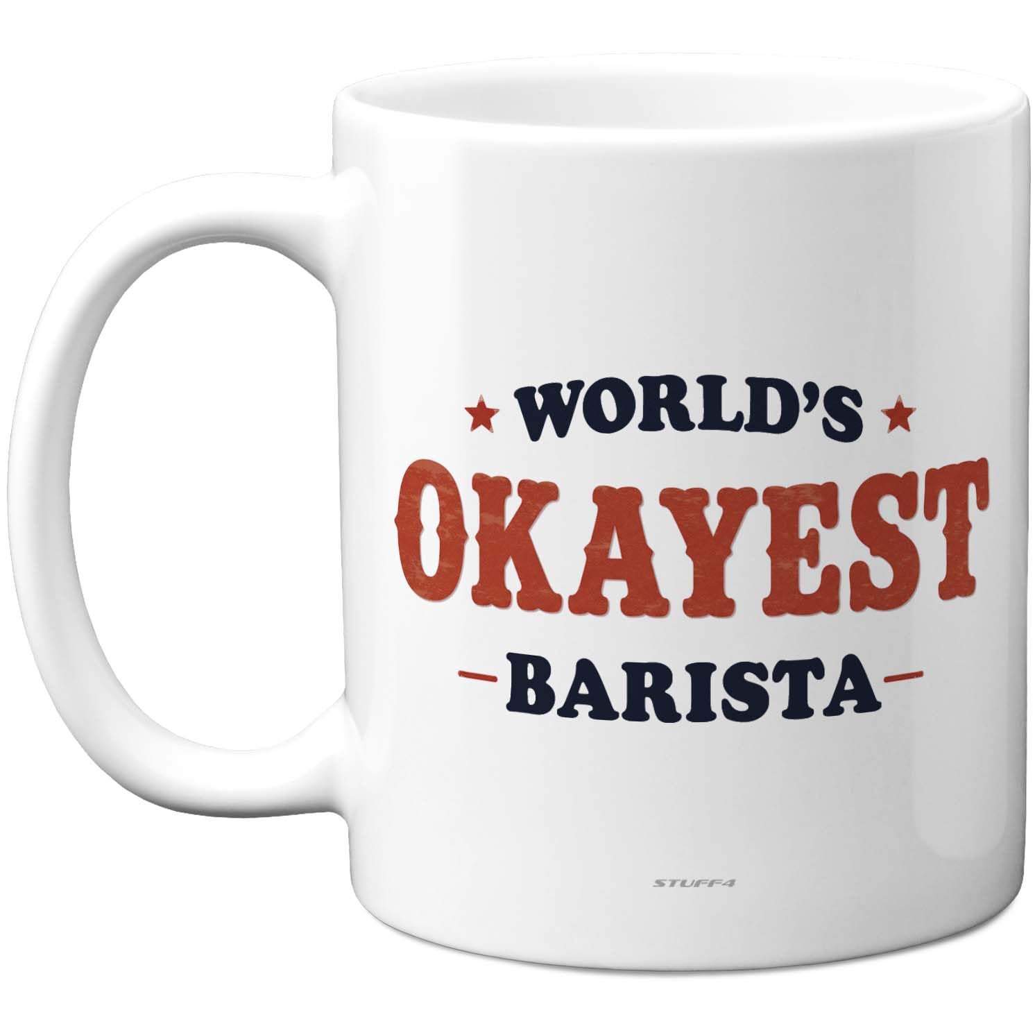 Stuff4 Novelty Mug for Barista, Retro Red and Navy Slogan