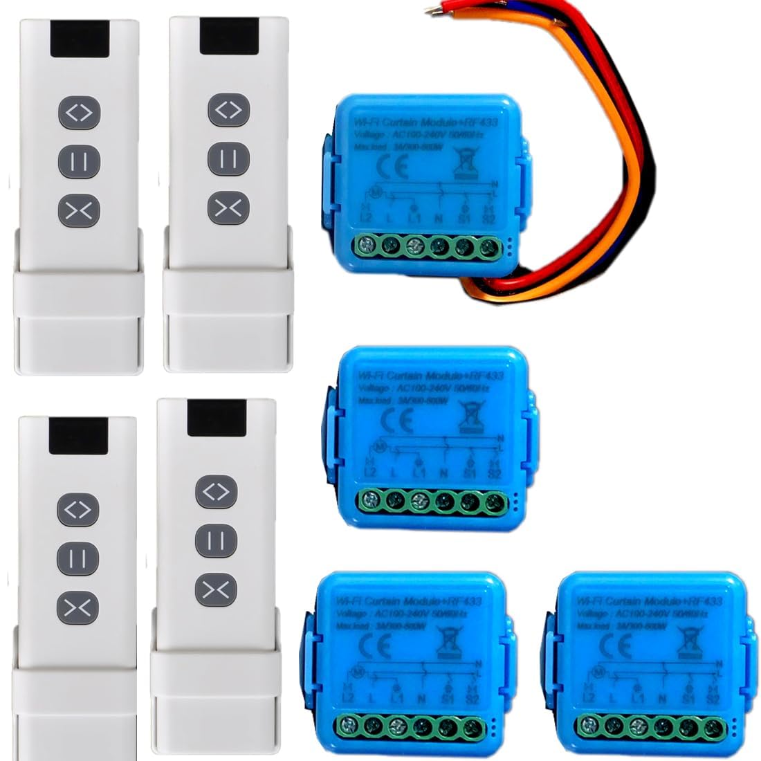 Interruttore Tapparelle WiFi con Telecomandi RF e Modulo Ricevitore, Controllo Tapparelle Elettriche per Tende e Persiane, 433MHz Modulo Comando Timer, Smart Life Dispositivi