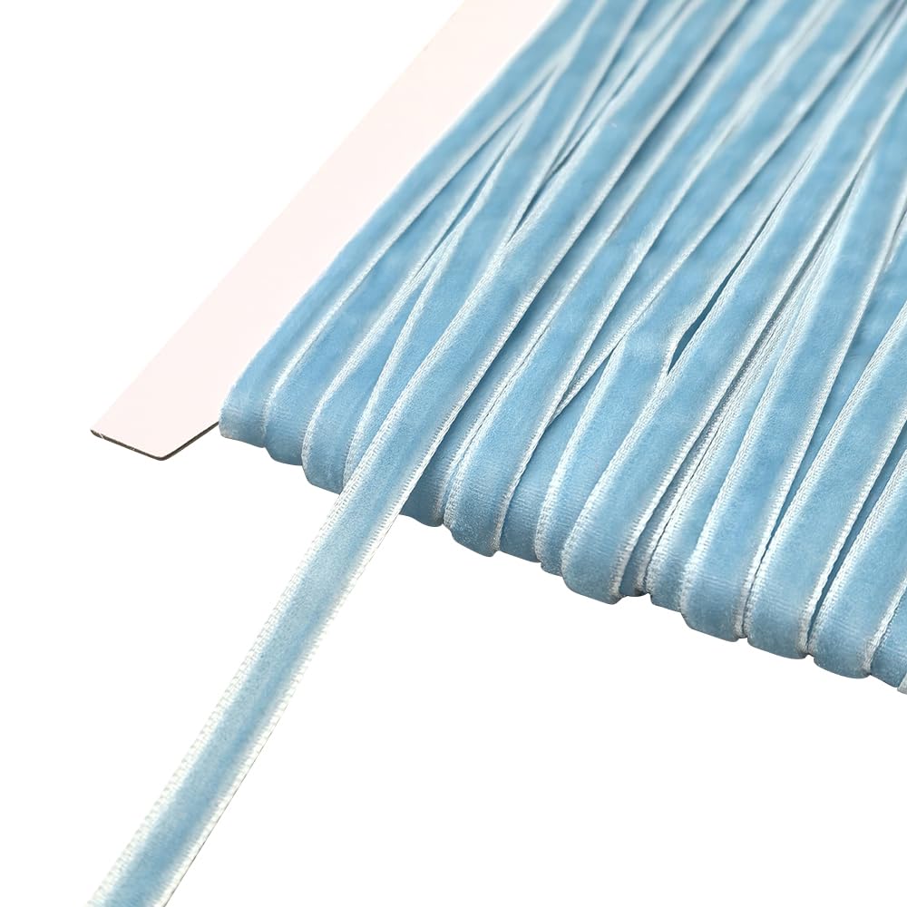 Chenkou Craft Light-Blue 10 Yards 1/4" Velvet Ribbon Lots Bulk (Light Blue, 1/4"(6mm)) โ image 1