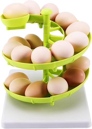 Estante para huevos, verde desmontable para huevos con base estable, soporte para huevos en espiral para 20 huevos frescos de granja (verde)