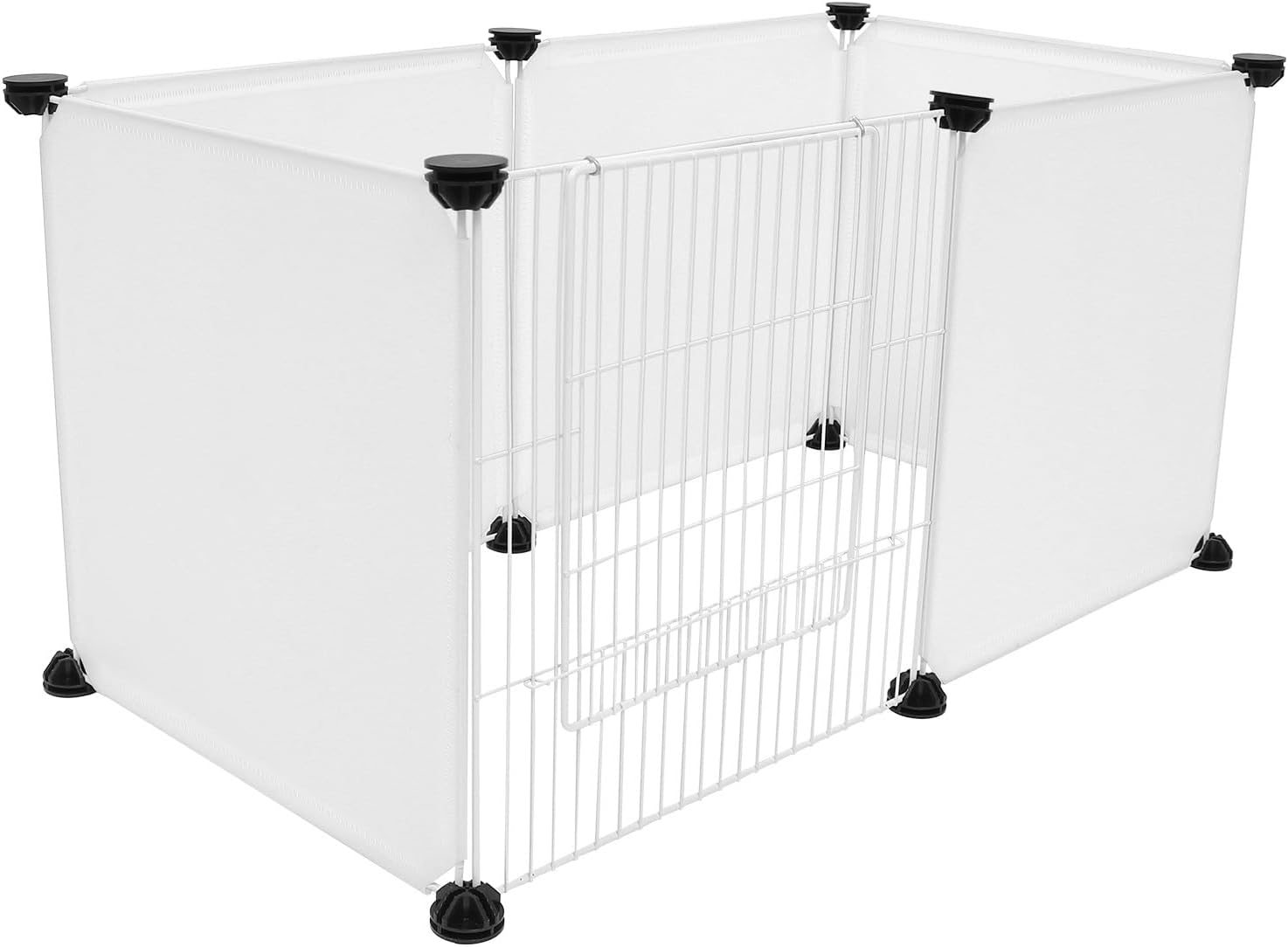 Small Animals Playpen 6pcs Set with Door, Frosted White 35x35cm Hamster Fence and Rabbit Exercise Enclosure for Indoor and Outdoor Use