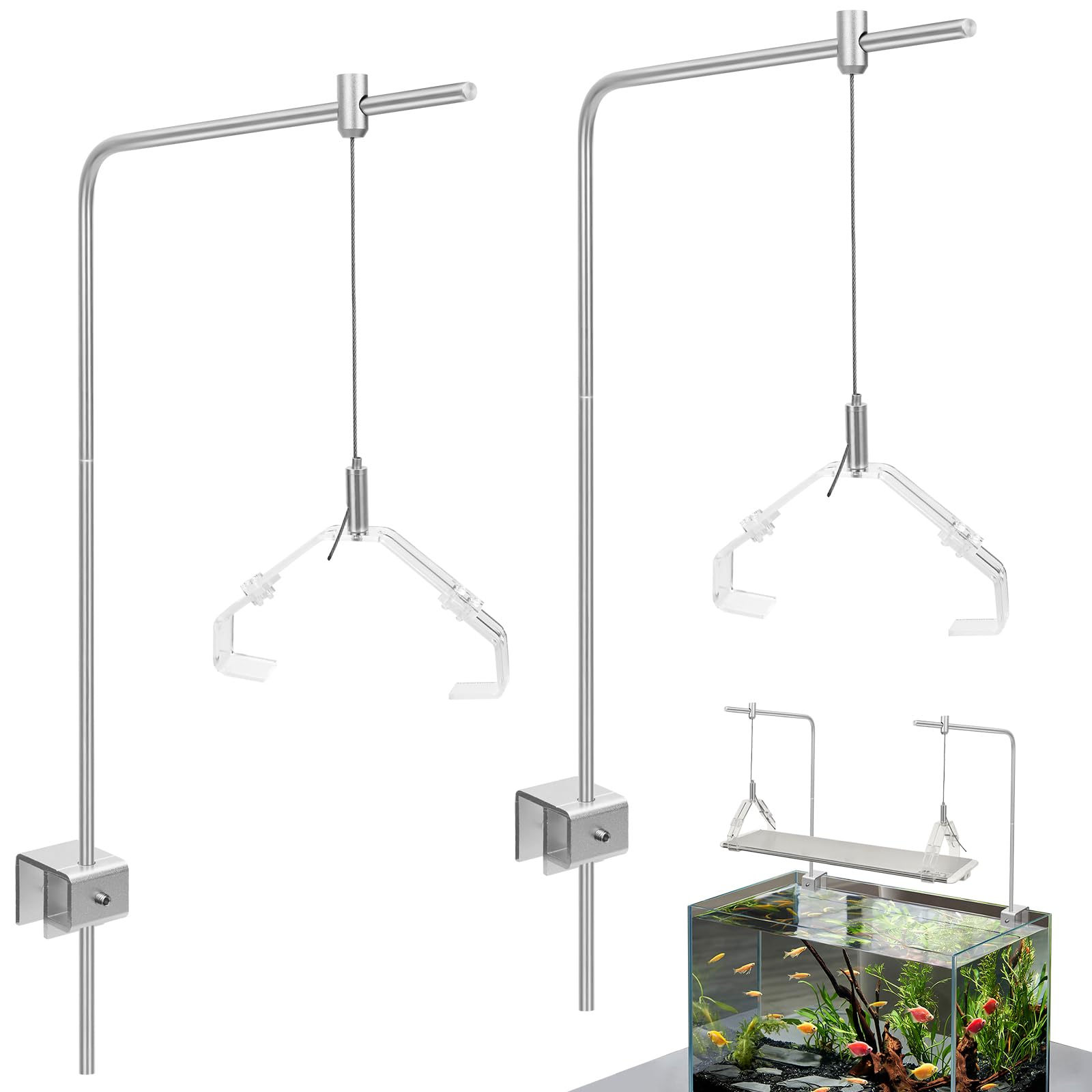 Juego de 2 soportes para luces de acuario, ajustable, de alto brillo, para peceras de agua dulce y salada