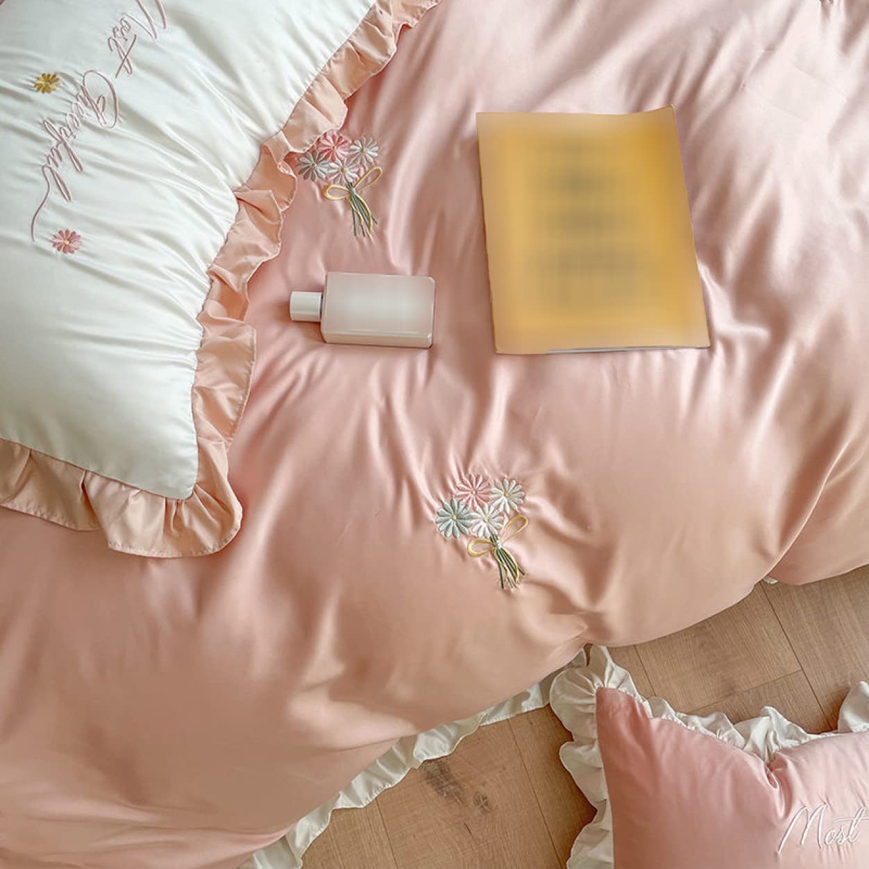 Amazon｜[OceanMap] 布団カバーセット 花刺繍 フリル ダブル クイーン