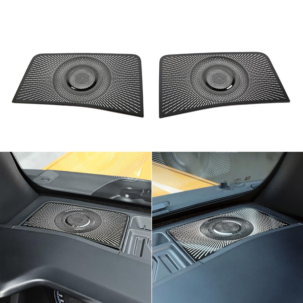 Front Dashboard Speaker Frame Cover Trim Car A-Pillar Audio Stereo Horn Speaker Mesh Grille for Ford Bronco 2021 2022 2023 2024 Interior Accessories (Black)