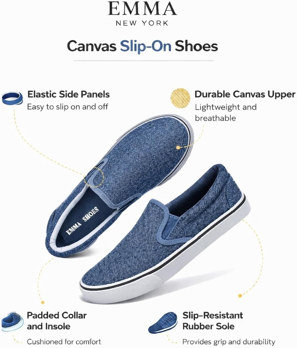 Emma Shoes Low-Top Slip Ons Women's Fashion Sneakers Casual Canvas Sneakers for Women Comfortable Flats Breathable Padded Insole Slip on Sneakers Women Low Slip on Shoes - Image 4