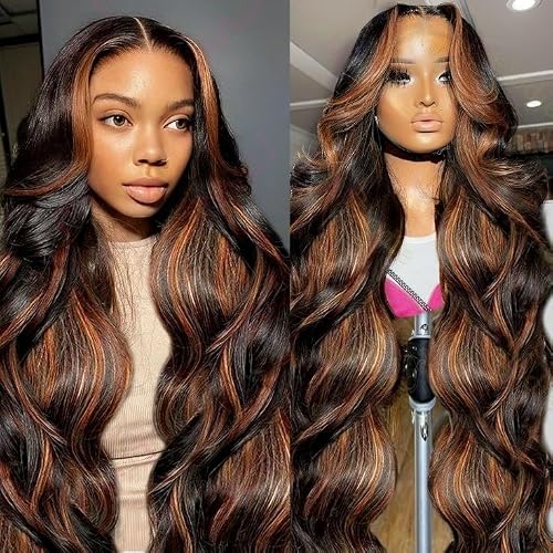 Agairl Ombre Lace Front Wig Human Hair 210% Density Body Wave Lace Front Wigs Human Hair Pre Plucked FB/30 13X6 HD Lace Frontal Wig Glueless Wigs For Women 22 Inch