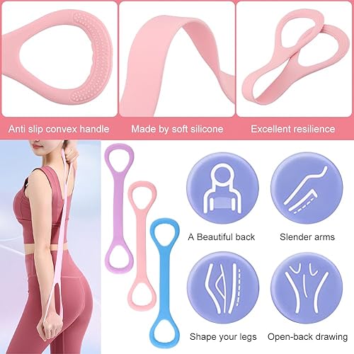 Miniatura 4 de 3 bandas elásticas de resistencia para entrenamiento de figura 8, bandas elásticas para entrenamiento, bandas elásticas de fitness, bandas de