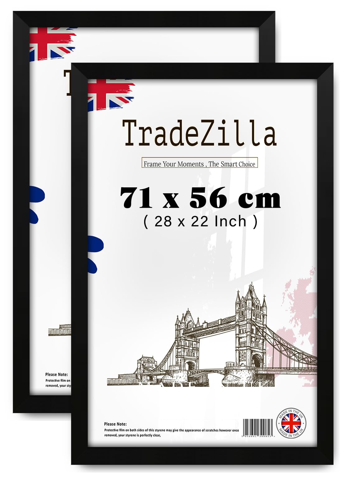 TradeZilla pack of 2 Eton Wood Art Frame (71 x 56 CM) MDF Poster Frame for Home, Office, Gallery & Studio, Large Stylish Engineered Wood Finish, Sleek Design [ Matt Black ]