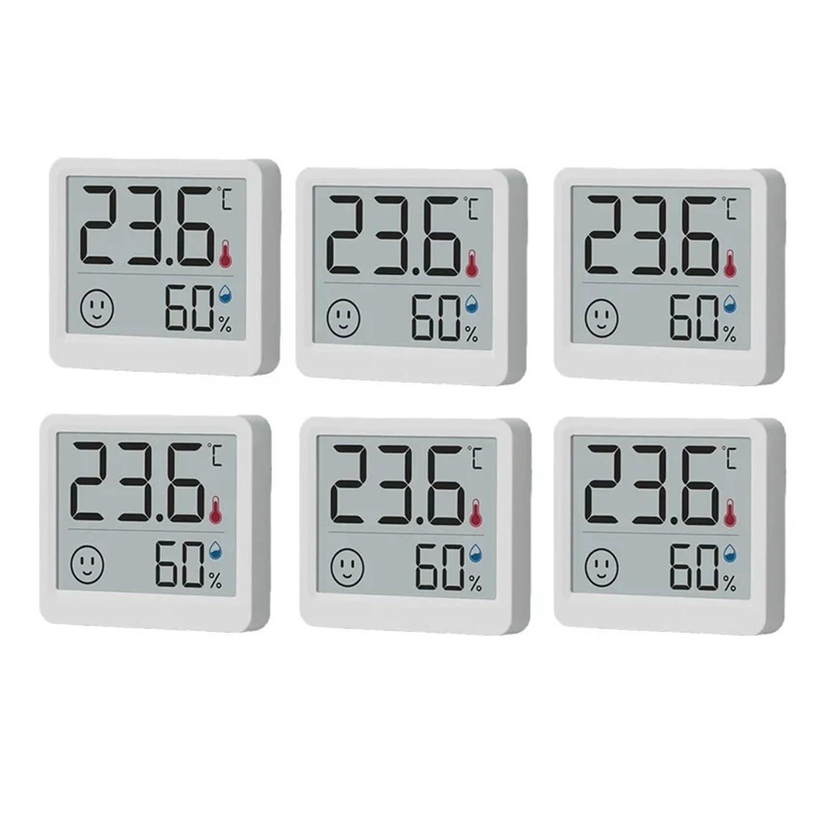 Termohigrómetro Medidor De Humedad Y Temperatura Digital Electrónico LCD De 2,5 Pulgadas Termómetro Interior Higrómetro Sensor Meteorológico Reloj(6pcs)
