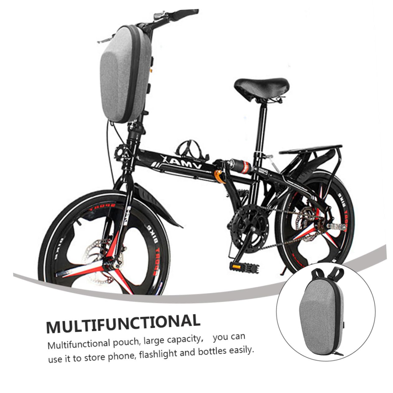 Borsa da Manubrio Bici per Monopattino Elettrico Eva Rigida | Ampia Capienza, Scomparti a Livelli, Tasca Multiuso per Telefono e Attrezzi, Forma Stabile e Poco Deformabile