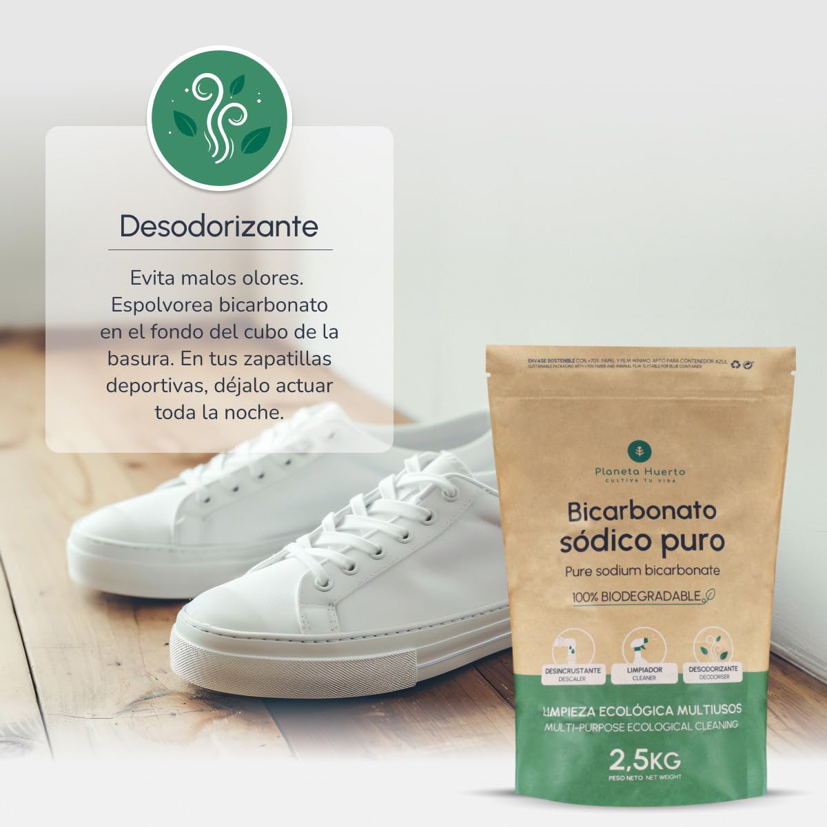 PLANETA HUERTO | Pack 6x Bicarbonato Sódico 1 Kg - Limpiador Ecológico Multiusos, Desodorante y Abrillantador Natural