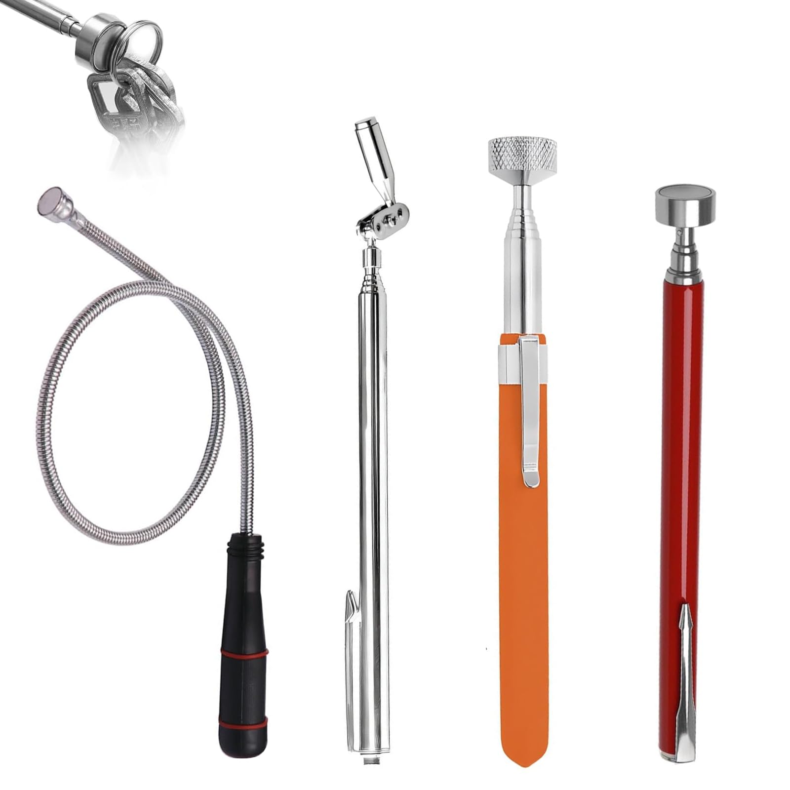 4 PCS Telescopic Magnetic Pickup Tool Set, Flexible Bendable Telescopic Magnet with Strong Magnetic Tips, Heavy Duty Extendable Magnetic Pickup Tool for Picking Up Small Parts and Metal Objects