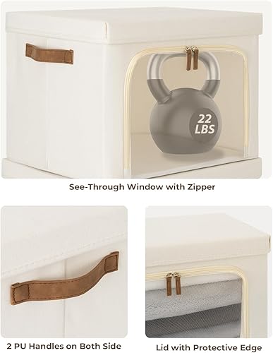 Miniatura 4 de StorageWorks Contenedores de almacenamiento con tapas, cajas decorativas con ventana transparente para ropa, cestas plegables de tela para