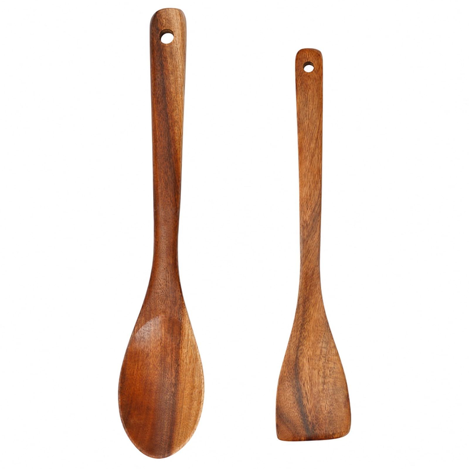 2Pcs Wooden Spoons for Cooking, Lightweight Wooden Cooking Spoons