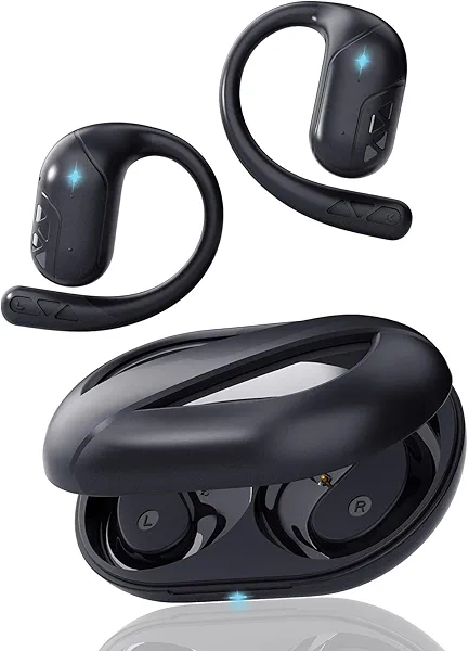 Open Ear Headphones, Bluetooth Headphones V5.4 Wireless Sport Earbuds with Charging Case, IP54 Waterproof 50H Playtime Lightweight Design Fit for Cycling, Running, Walking, Workout