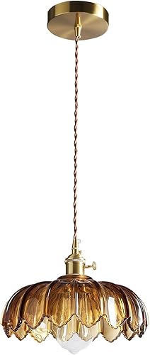 Lámparas colgantes Isla de cocina Lámpara colgante de vidrio ámbar con interruptor giratorio, base E26 - Iluminación moderna para comedor,