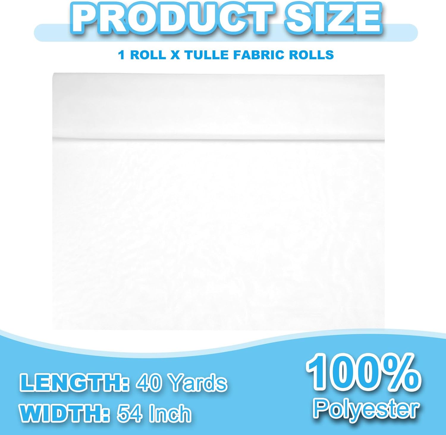 PATIKIL 100% Polyester Tulle Fabric Rolls, 54 Inch by 40 Yards Fabric Spool Tulle Ribbon Netting Bolt for DIY Crafts Wedding Party Decorations, Tutu Skirts, Table Skirt, White