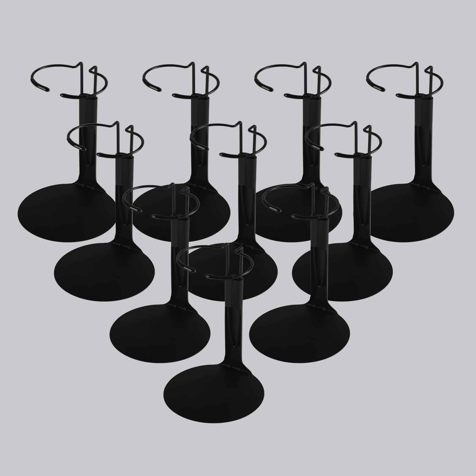 UCanaan 10 pcs Doll Stand - Action Figure Stands with Expandable Waist Wire for 8"-14" Dolls Doll Stands for 8 to 12inch Dolls Suitable for 1/6 Dolls Accessories，Action Figure Stand (Black, 10)