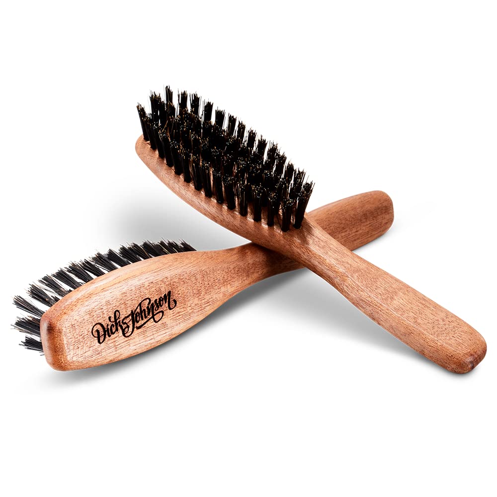 Dick Johnson Bartbürste Männer 15 cm– Wildschweinborsten mit Nylonstiften für Bartpflege & Styling – Holzbürste für langen Bart & Vollbart – Bart Kamm Set Ergänzung – Handgefertigt in Spanien