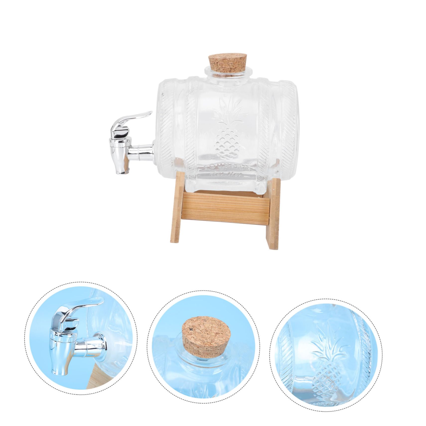 SOLUSTRE Dispensador de Bebidas de Vidrio con Grifo Barril Sellado Base Abs Jarra para Jugos y Vinos el Hogar Recipiente Hermético para Bebidas Refrescantes