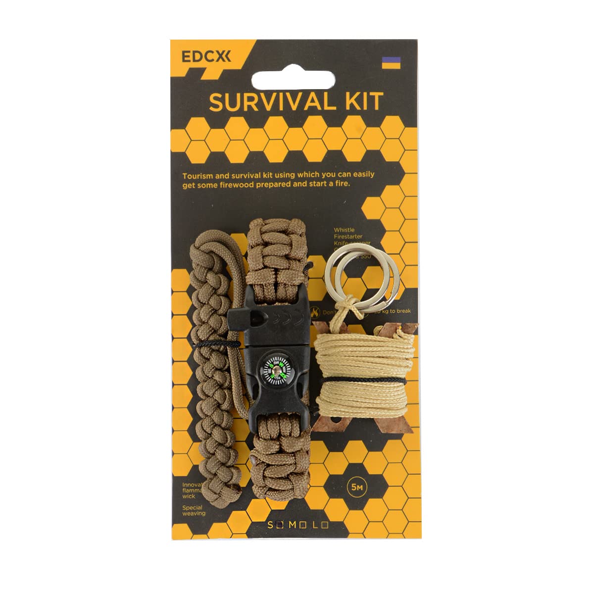 Epic Militaria Paracord Survival-Set mit Kevlar-Säge (Medium, Coyote Brown)