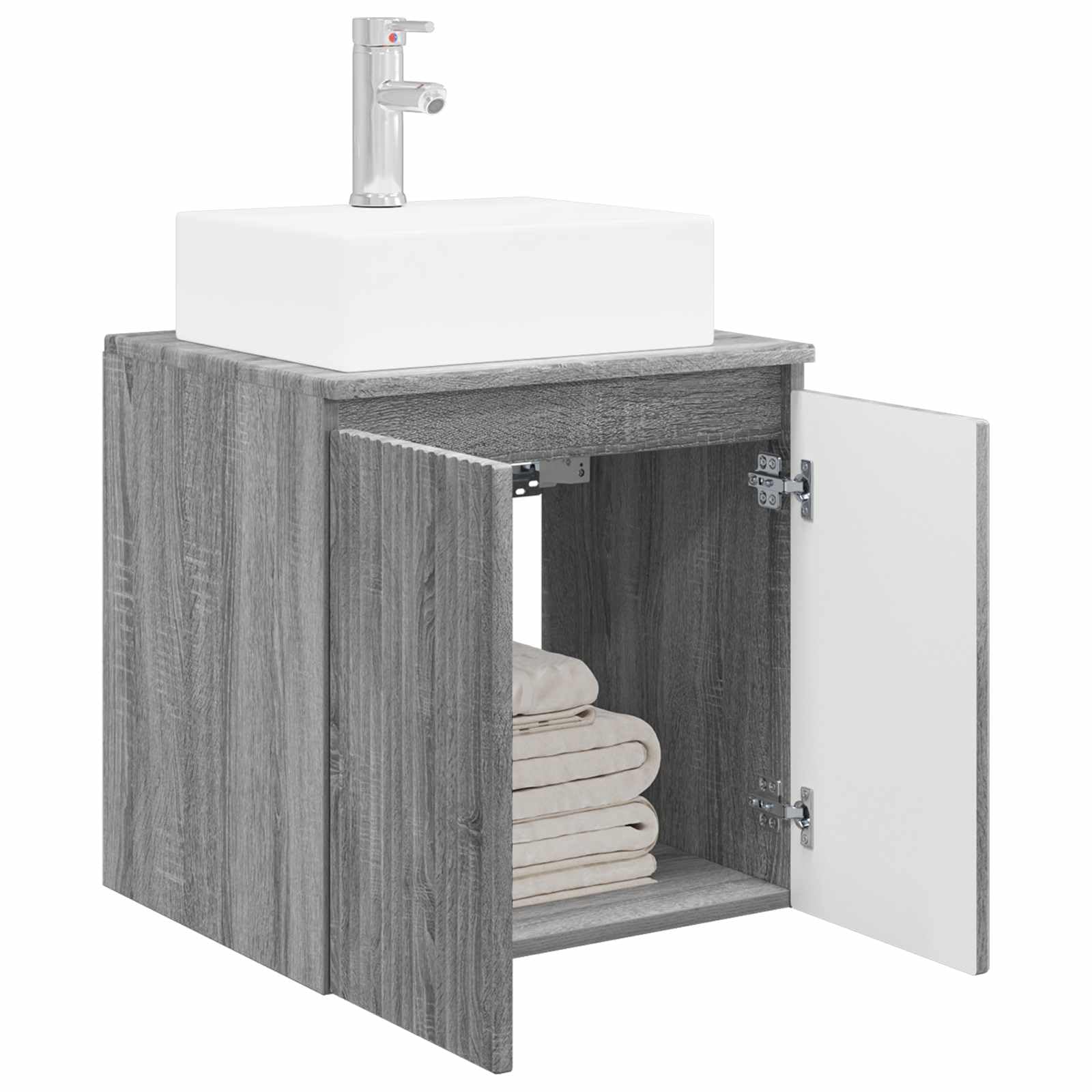 Vidaxl Greysonoma Wall-Mounted Sink Vanity Grey Sonoma 49.5 X 41 X 62.5 Cm, Modern Bathroom Storage, Contemporary Sink Vanity, Wall-Mounted Solution, Functional Design, Compact Furniture, Organized Space
