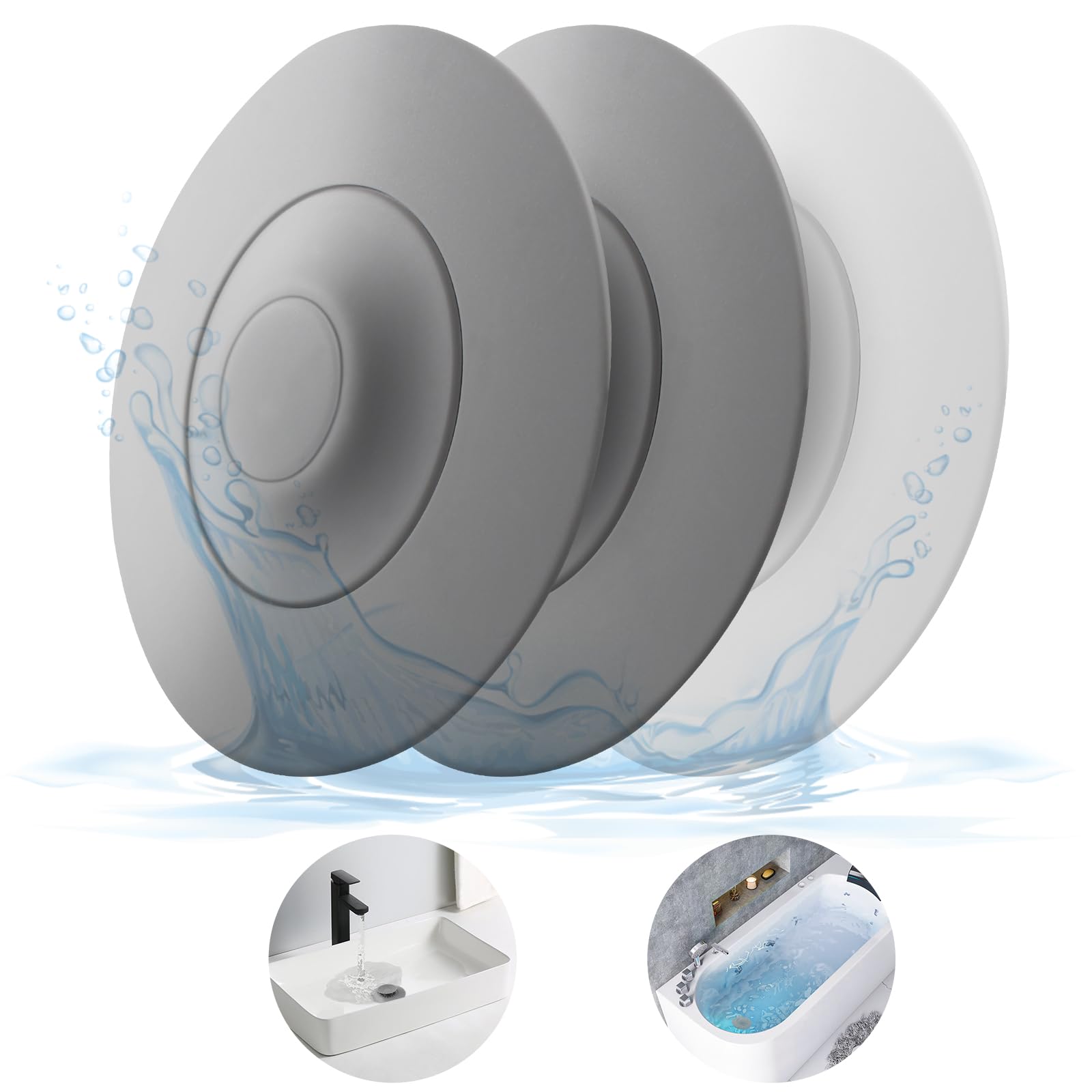 HUAERSICO Badewannenstöpsel Universal,Waschbeckenstöpsel mit Haarsieb Funktion,Abflusssieb aus Silikon,Badewannenstöpsel aus Gummi in der,Geeignet zum Baden und Einweichen in der Badewanne