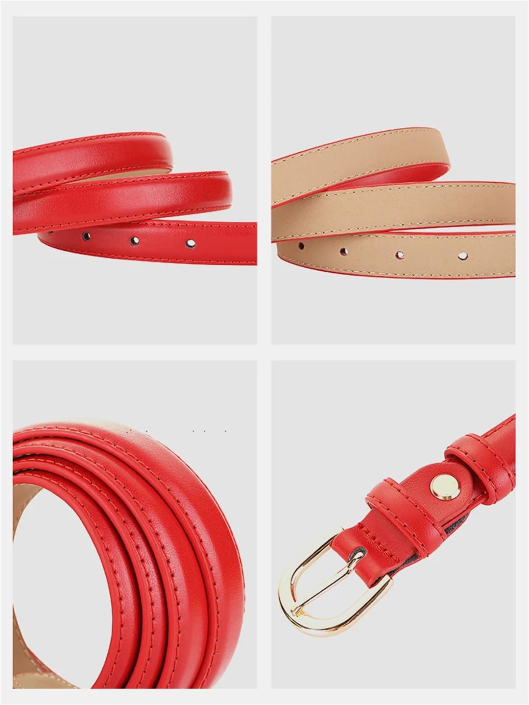 Cinturón de piel auténtica para mujer, correa ajustable con hebilla fina para pantalones vaqueros