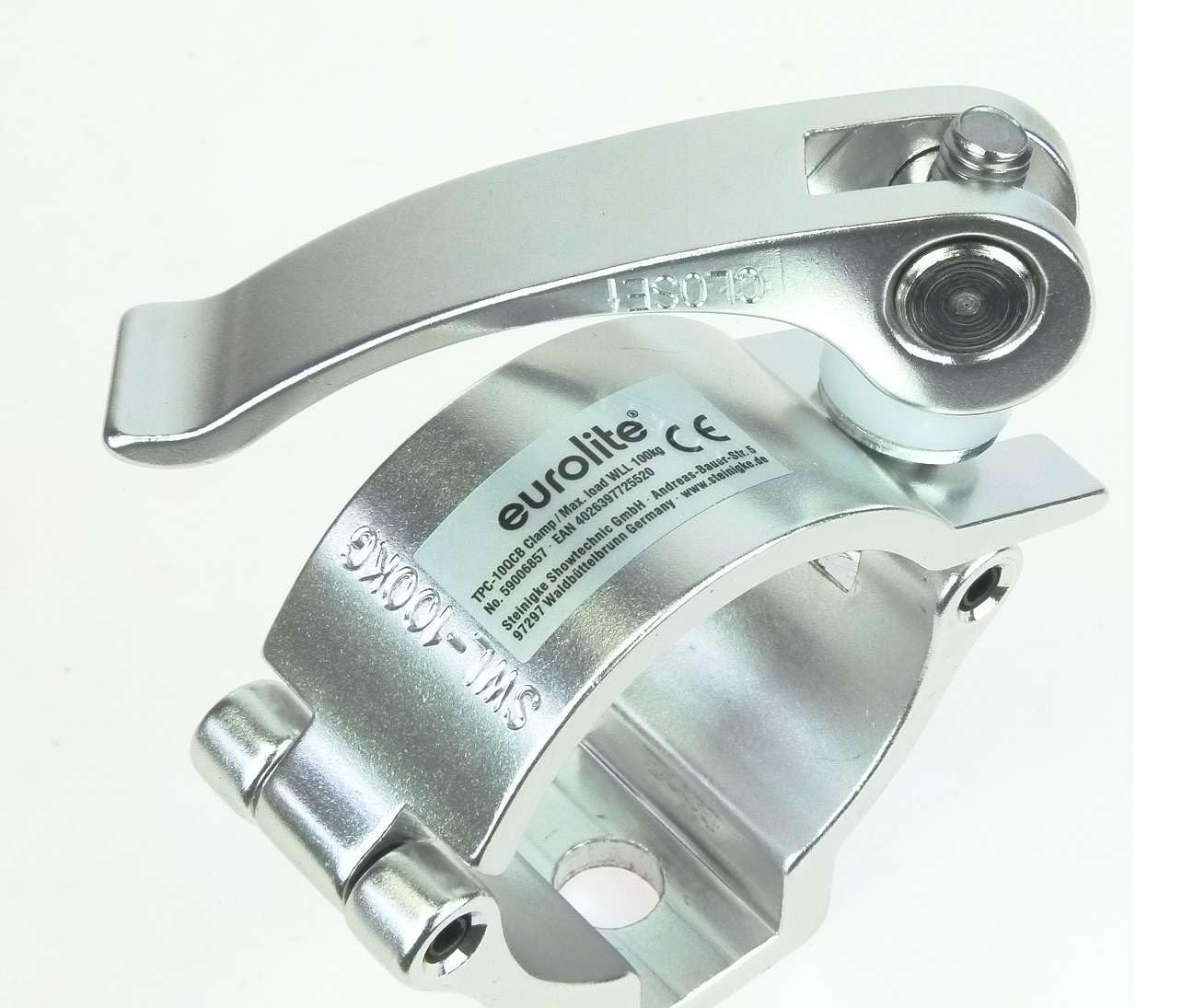 2 x Eurolite TPC-10QC silber Schnellspann Half Coupler 30 mm breit Schelle Trussaufnehmer für 50 mm Rohr I Maximallast WLL 100 kg TÜV
