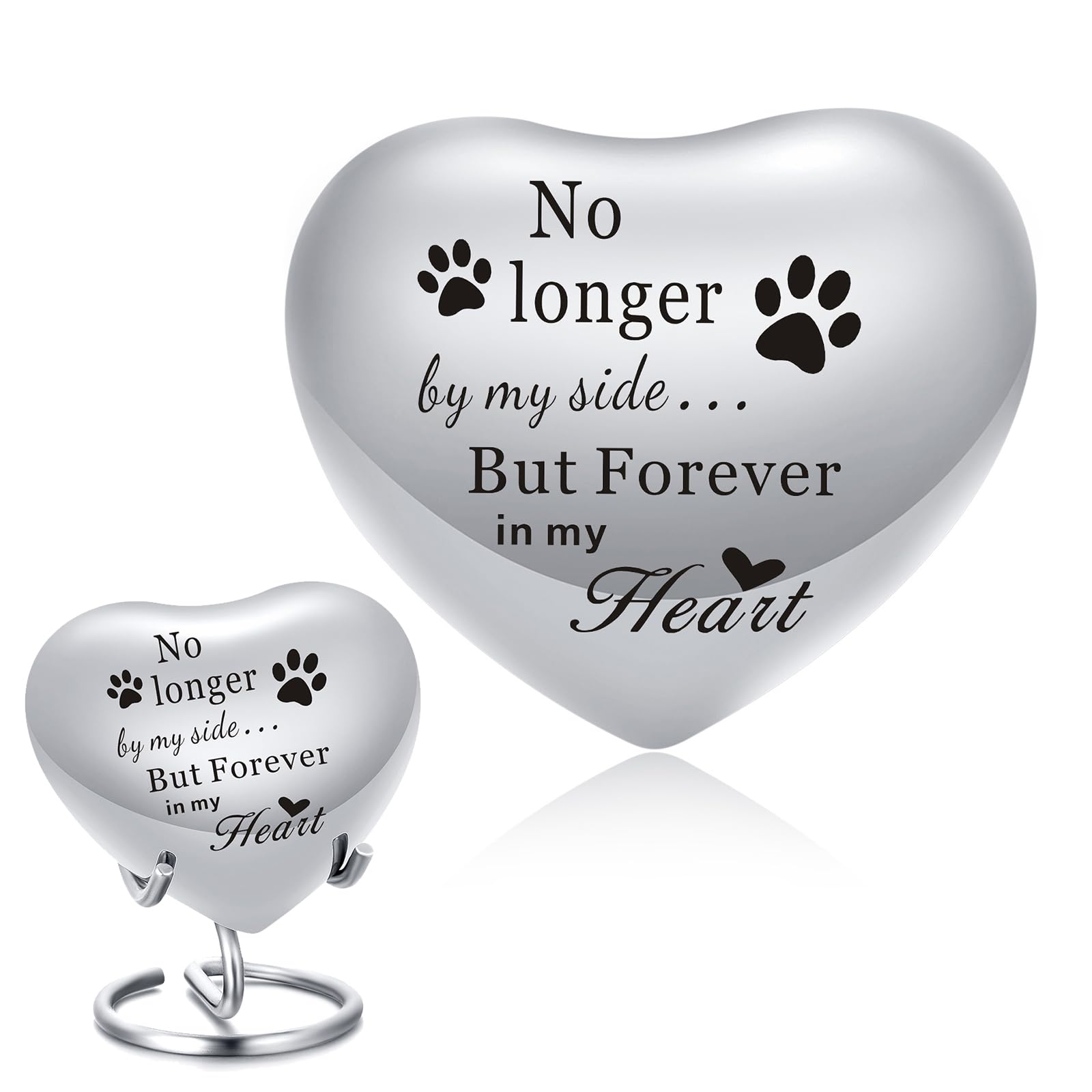 Heart Urns for Human Ashes Heart Shaped Keepsake Urn with Stand Small KeepsakeUrn for Human & Pet Ash Holds Small Remains (Silver-004)
