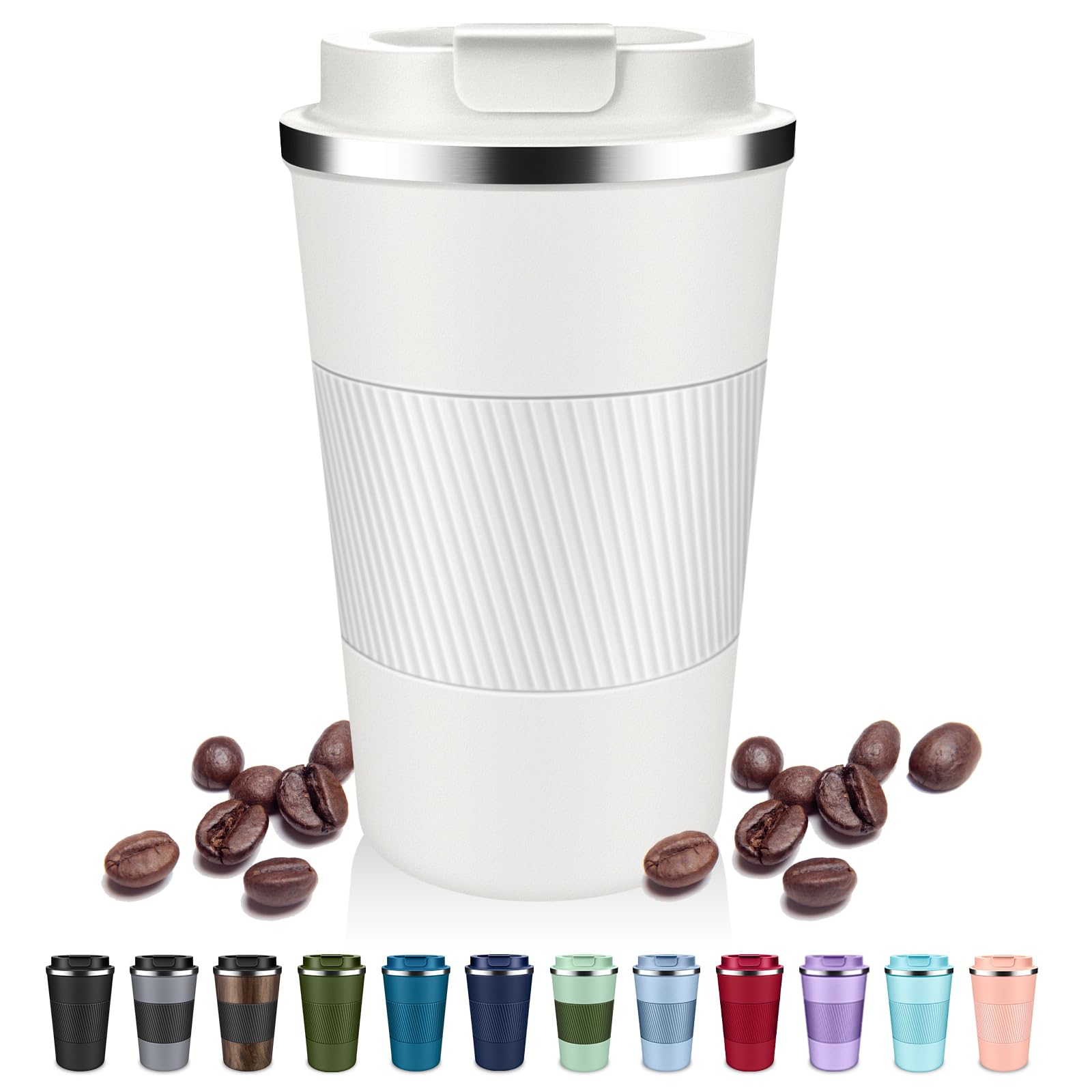 Photo 1 of DUBUXW Insulated Coffee Tumblers with Flip Lid 12oz / 17oz, Stainless Steel Travel Coffee Mug Leak Proof, Vacuum Insulated Coffee Mug Reusable Cup, Keeps Cold and Hot for Coffee Tea