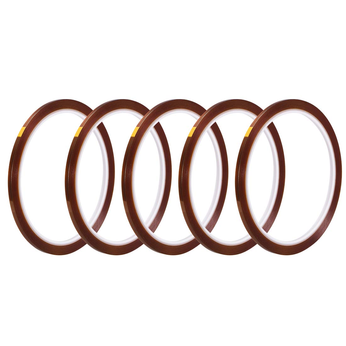 uxcell Heat Resistant Tape - High Temperature Heat Transfer Tape Polyimide Film Adhesive Tape 3mm x 33m(108ft) 5Pcs