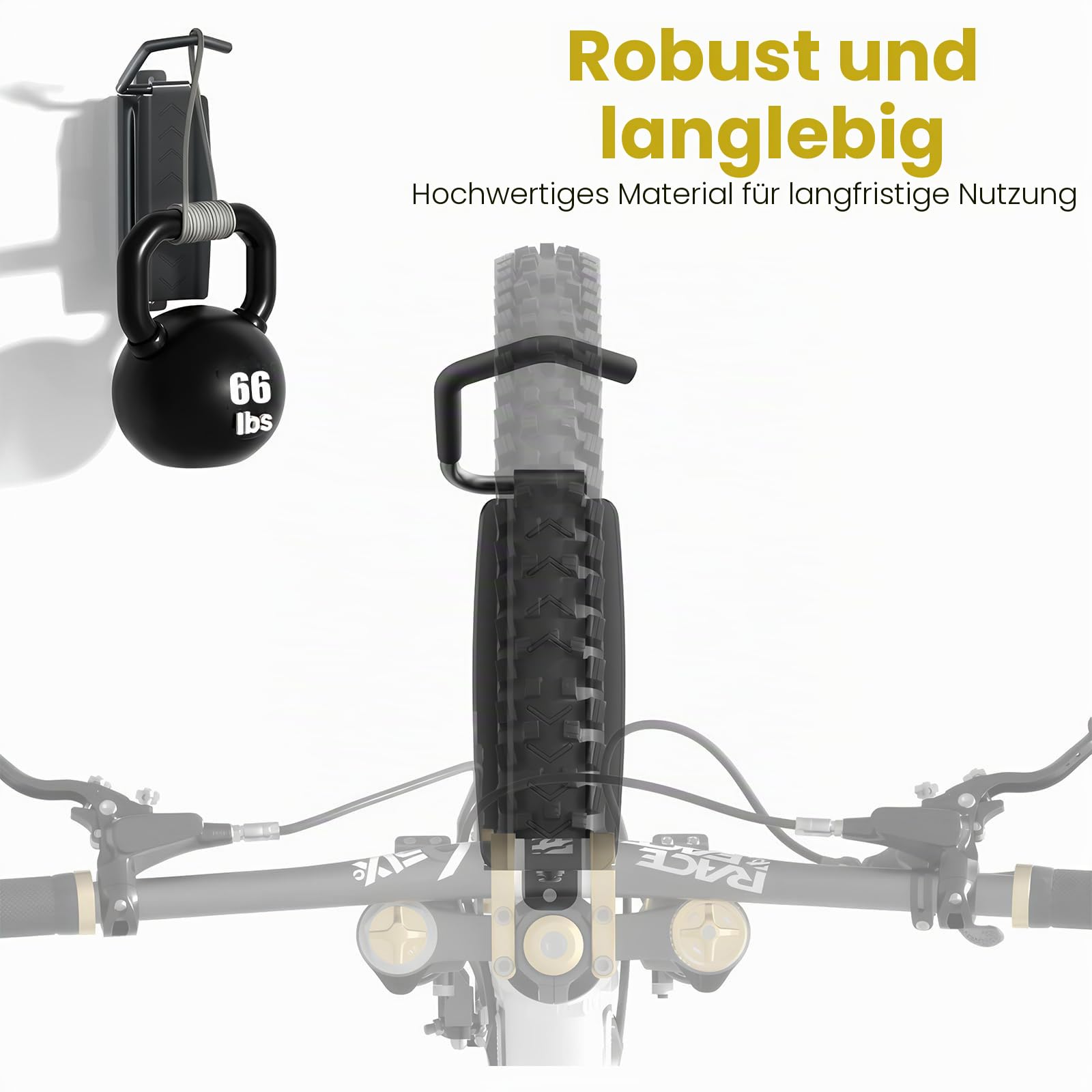 4 Stück Platzsparender Stabiler Wandfahrradständer, Fahrradaufhänger für den Innenbereich, Drehbare, Organisationslösung für Haus und Garage，66lbs/30KG