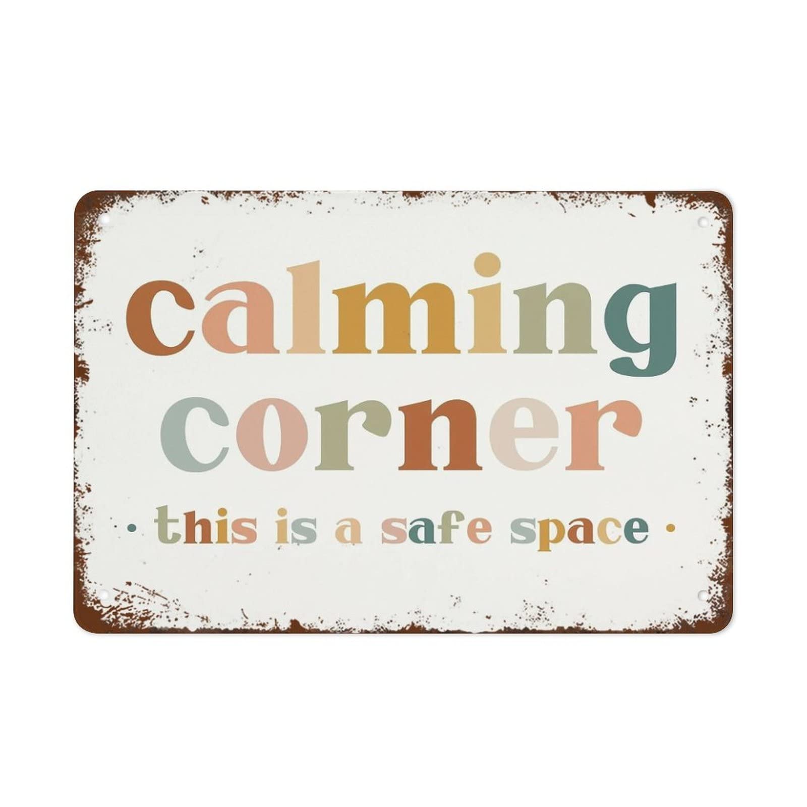 Pibonto Women's Wall Art Funny Vintage Metal Tin Sign Calming Corner Sign Safe Space Classroom Educational Posters Classroom Decor Suitable For Home And Bar Wall Decor Gift For Men 8X5.5 Inch Plaque Tin Sign