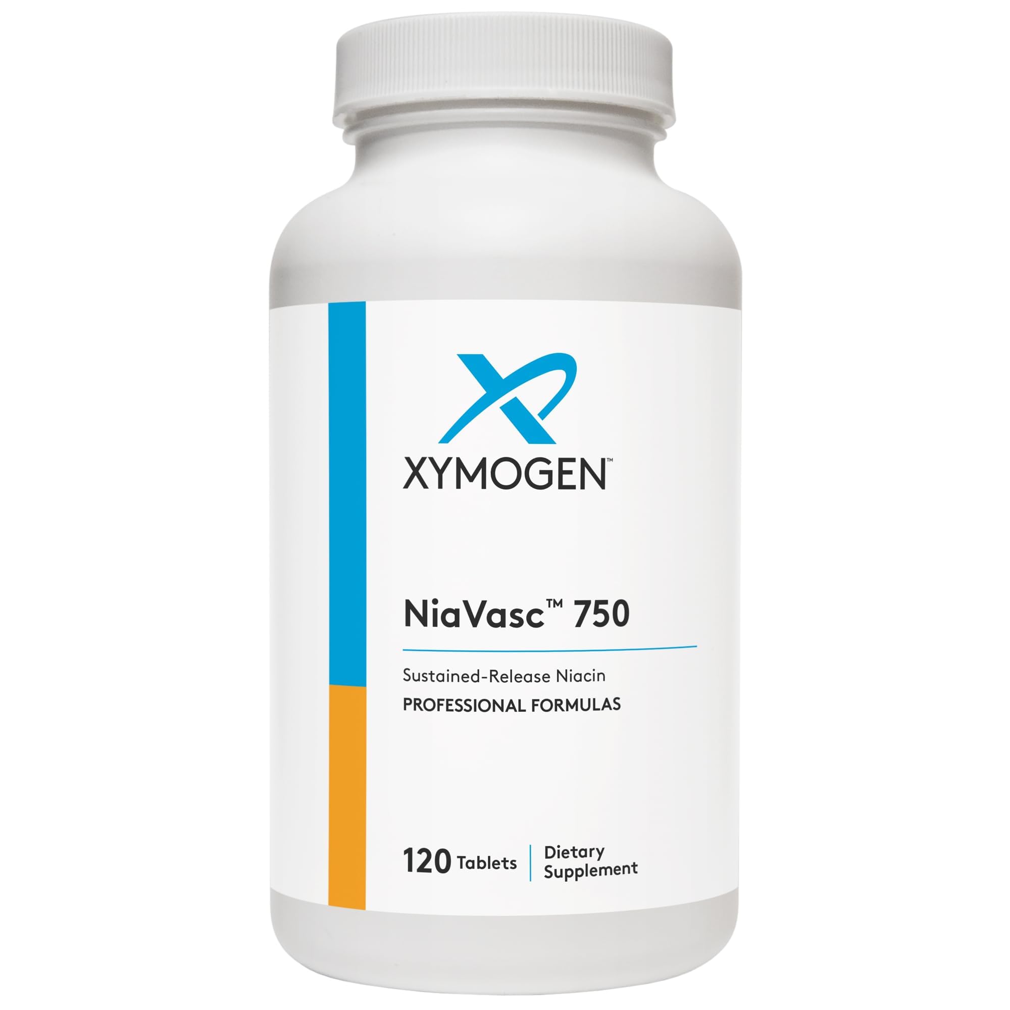 - XYMOGEN NiaVasc 750 - Sustained-Release Niacin for a Lesser Flushing Effect - Supports The Maintenance of Healthy Blood Lipids (120 Time-Release Tablets)