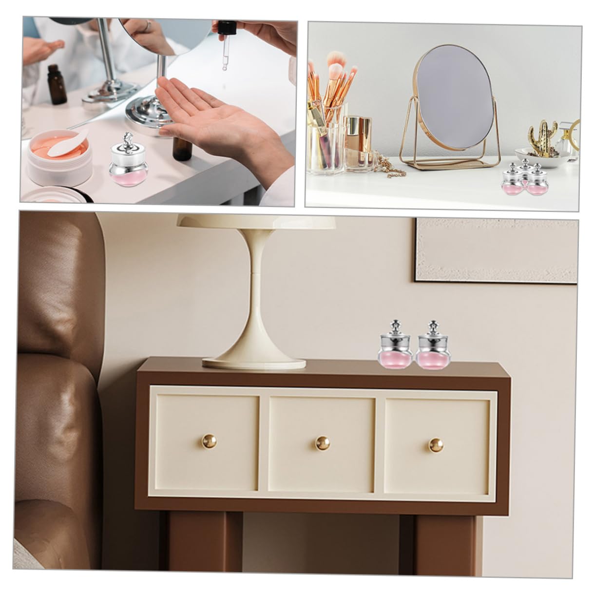 BESTYASH 4 Set Bottiglia Con in Acrilico Barattoli Da Viaggio Bottiglie Da Viaggio Per Articoli Da Toeletta Piccoli Vasetti Con Coperchi Mini Barattoli Con Coperchi Rosa 6 Pezzi*4
